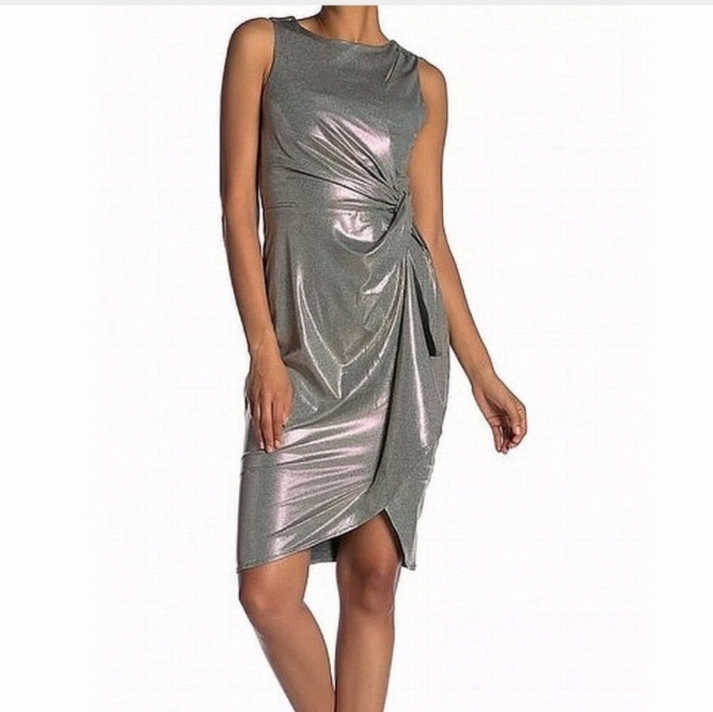 NWT Superfox metallic sheath dress.. DRAPEY liquid gold dress. ✨️ metallic - Picture 1 of 3